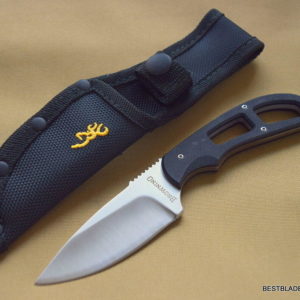 BROWNING SMALL G10 HANDLE FIXED BLADE SKINNING HUNTING KNIFE WITH NYLON SHEATH R