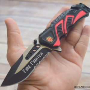 MTECH SPRING ASSISTED FIRE FIGHTER TACTICAL RESCUE KNIFE WITH POCKET CLIP