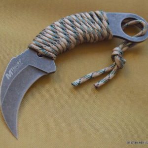 MTECH FIXED BLADE KARAMBIT KNIFE FULL TANG CAMO PARACORD WRAP WITH NYLON SHEATH