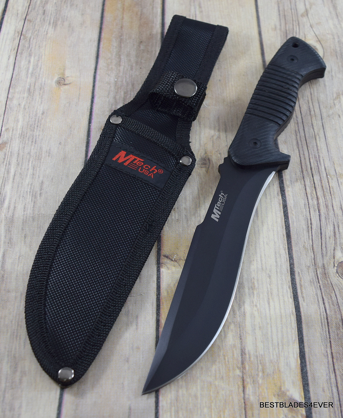 11" MTECH FIXED BLADE BOWIE HUNTING KNIFE FULL TANG WOOD HANDLE NYLON SHEATH