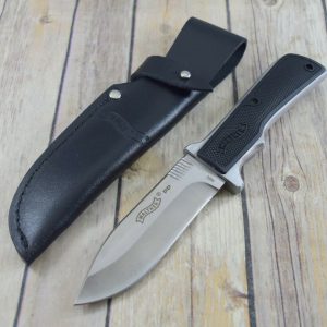 9.45 INCH WALTHER PPKNIFE FIXED BLADE HUNTING KNIFE WITH LEATHER SHEATH