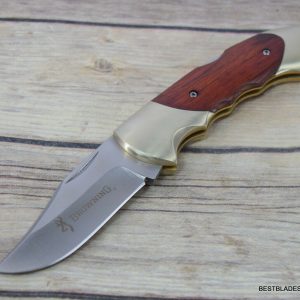 BROWNING MODEL 111 LOCKBACK FOLDING KNIFE WITH NYLON SHEATH RAZOR SHARP BLADE