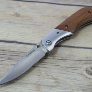 BROWNING WOOD HANDLE LINER-LOCK FOLDING POCKET KNIFE WITH POCKET CLIP