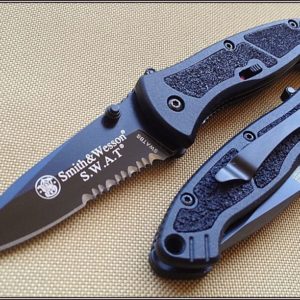 SMITH & WESSON SWAT TACTICAL ASSISTED OPEN KNIFE SAFETY LOCK POCKET CLIP SWATBS