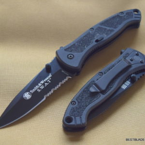 SMITH & WESSON SWAT TACTICAL ASSISTED OPEN KNIFE SAFETY LOCKING MECH WITH CLIP SWATLBS