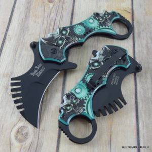 7.5 INCH DARK SIDE BLADES KARAMBIT SPRING ASSISTED KNIFE WITH POCKET CLIP DS-A075GN
