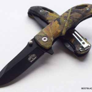 MASTER USA 4 INCH CLOSED GREEN CAMO SPRING ASSISTED KNIFE WITH POCKET CLIP MU-A029GC