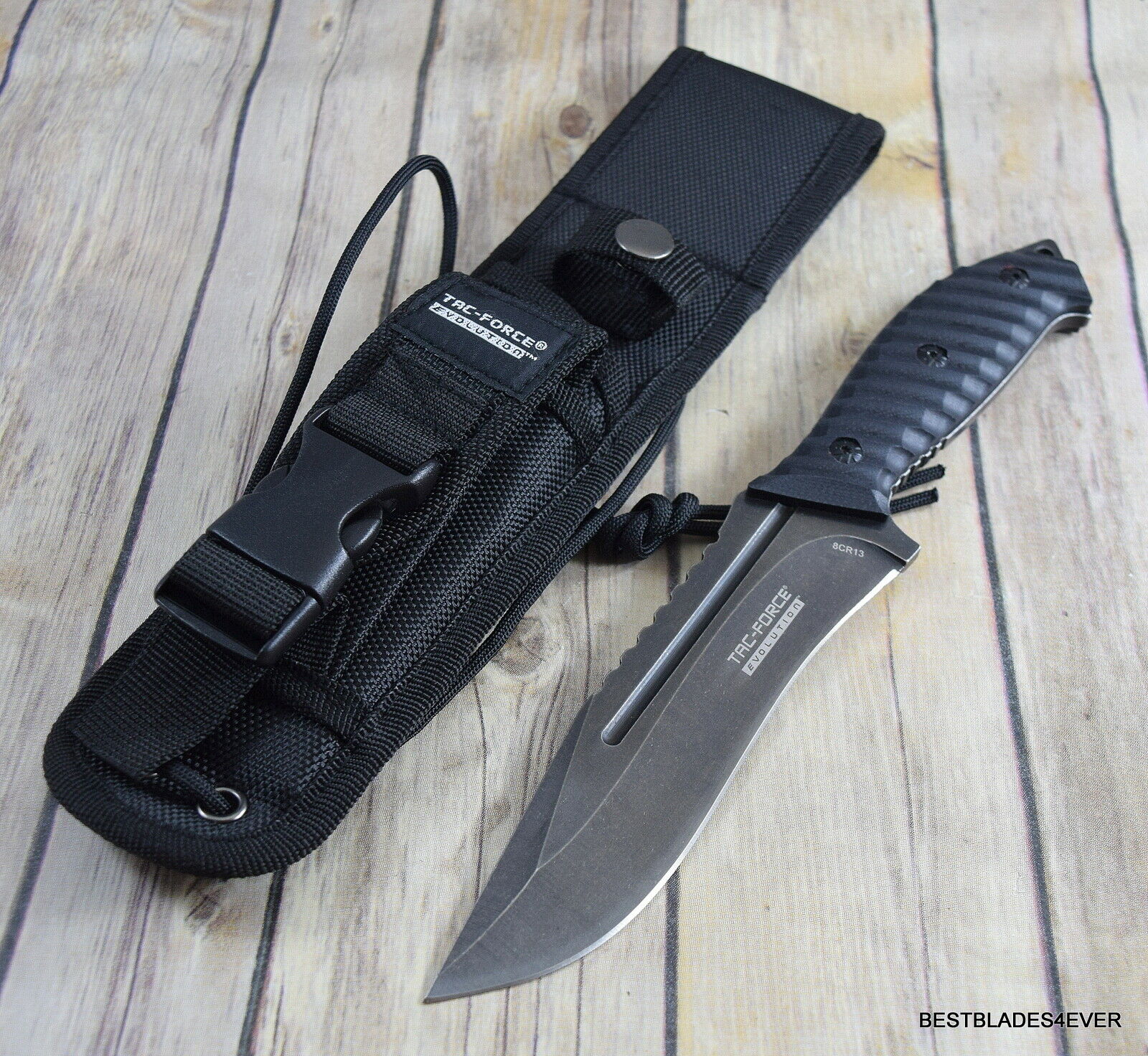 10.5" TAC-FORCE EVOLUTION FIXED BLADE HUNTING KNIFE FULL TANG BLADE WITH MOLLE SHEATH