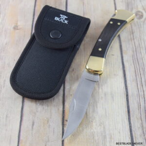 BUCK 110 FOLDING HUNTER LOCKBACK POCKET KNIFE MADE IN USA BLACK NYLON SHEATH 0110BRSCB-B