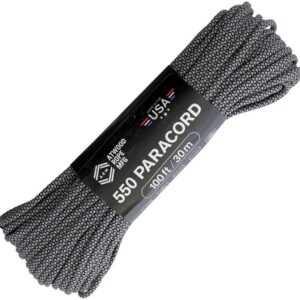 ATWOOD ROPE PARACHUTE BLACK/GRAY CORD 550LB TENSILE STRENGTH 100FT USA MADE